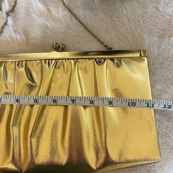 Vintage!  Gold Clutch Purse & Shoulder Bag - Picture 8 of 8
